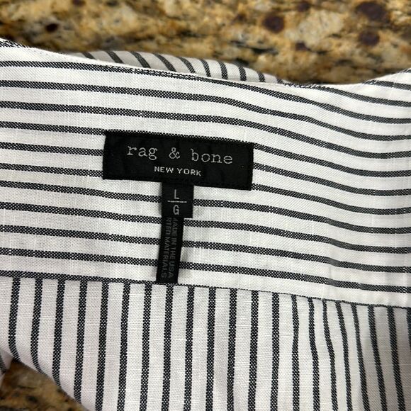 Rag & Bone White And Grey Striped V-neck Long Sleeve Top Size L - Picture 5 of 10